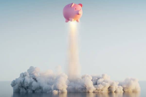 Piggy bank rocketing skywards