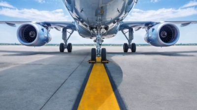 An airplane on a runway