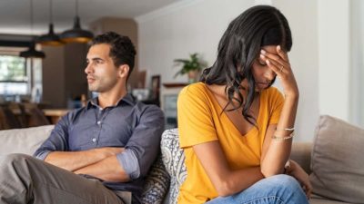 Young couple having argument at home