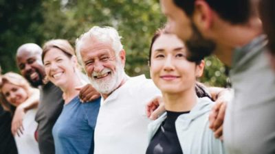 Happy diverse people together in the park