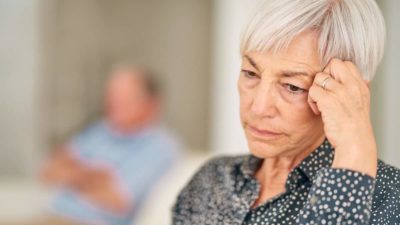 Cropped shot of a senior woman looking upset after an argument with her husband