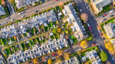 Streets of terraced houses from above