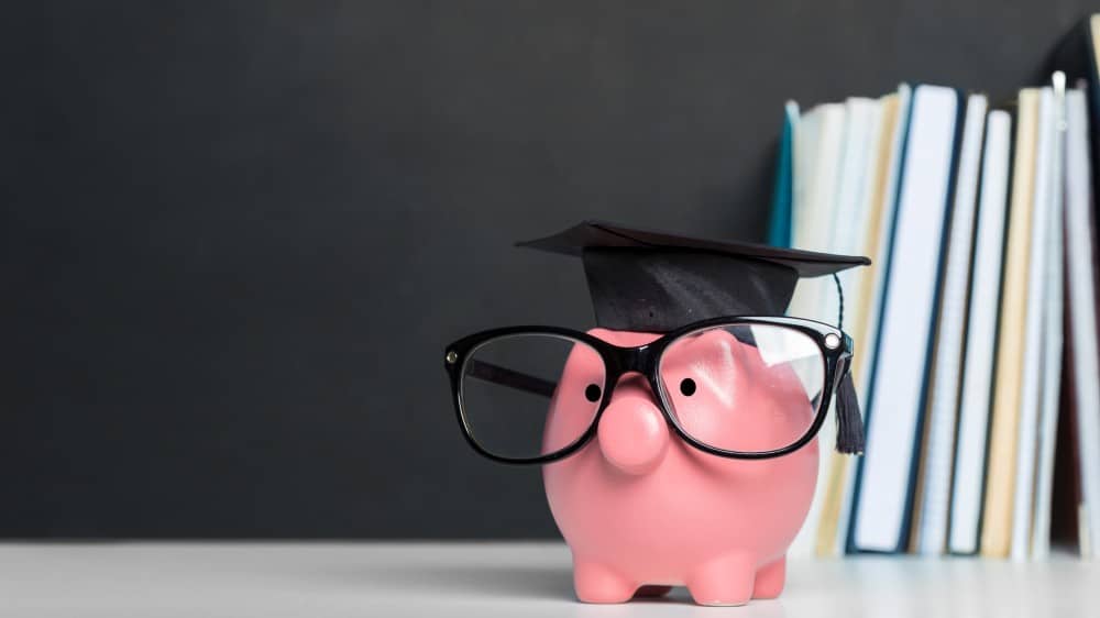 University graduate student diploma piggy bank