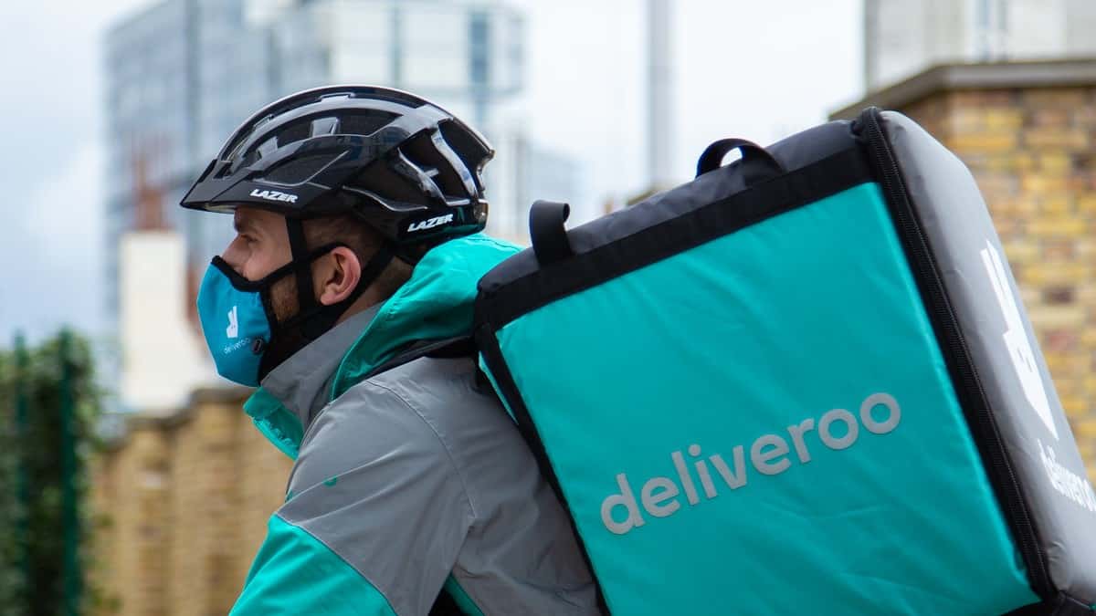 A Deliveroo rider on the move