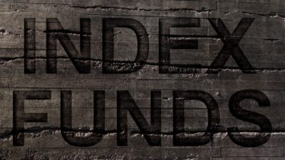 Index Funds text carved in stone background