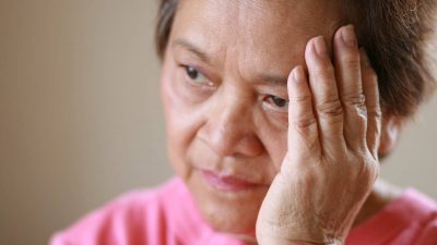 Older woman worried about the future