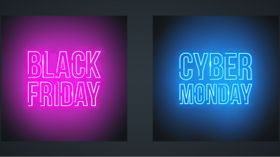 Black Friday Sale and Cyber Monday Sale neon promotional signs