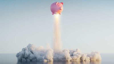 Piggy bank rocketing skywards