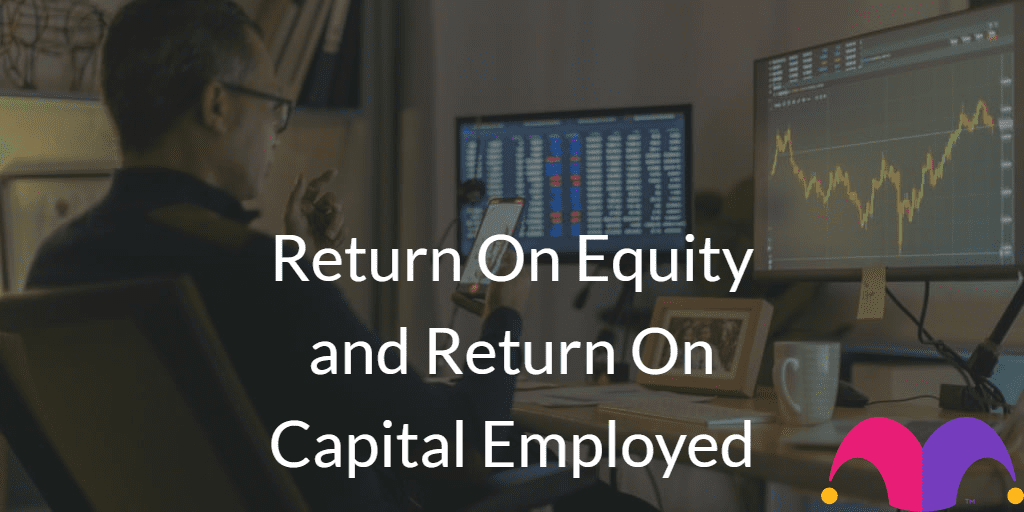 Person in front of the computer with the text "Return On Equity and Return On Capital Employed" and the Motley Fool Logo
