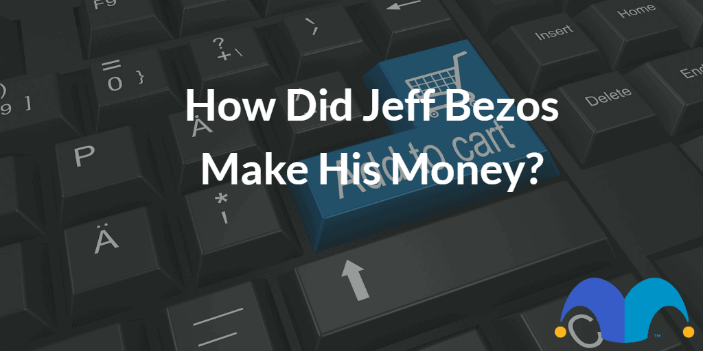 Add to cart button with the text “How did Jeff Bezos make his money?” and The Motley Fool jester cap logo