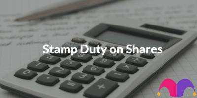 A calculator with the text, "Stamp Duty on Shares"