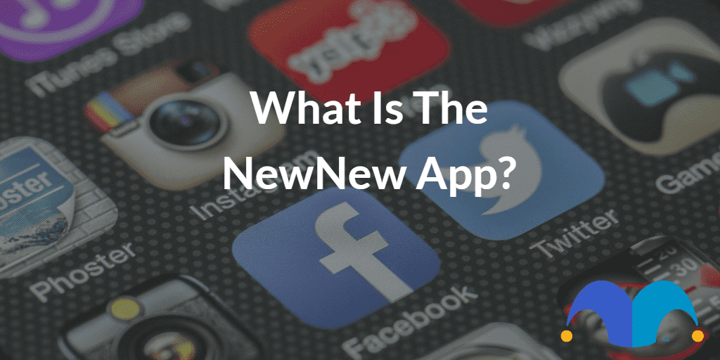 Phone app screen with the text “What is the NewNew app?” and The Motley Fool jester cap logo