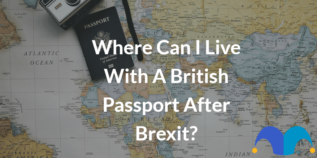 Passport and Globe with the text “Where can I live with a British passport after Brexit?” and The Motley Fool jester cap logo