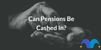 Elderly hands with the text “Can pensions be cashed in?” and The Motley Fool jester cap logo