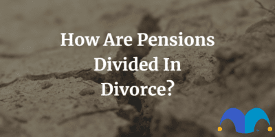 Cracks in the ground with the text “How are pensions divided in divorce?” and The Motley Fool jester cap logo