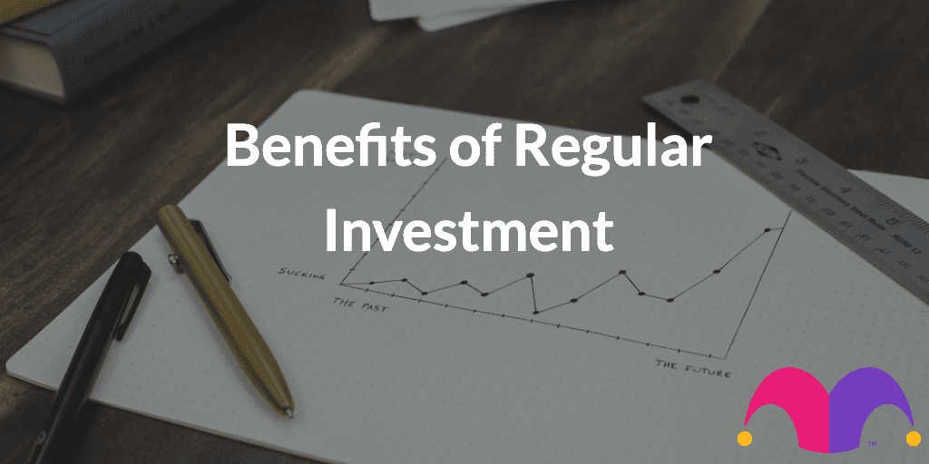 An upward-trending graph with the text "Benefits of Regular Investment"