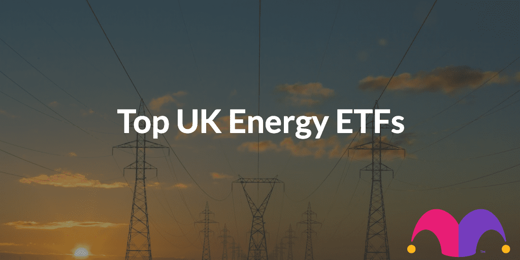 A sunset image with energy towers with the text, "Top UK Energy ETFs"