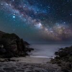 The Milky Way at night, over Porthgwarra beach in Cornwall