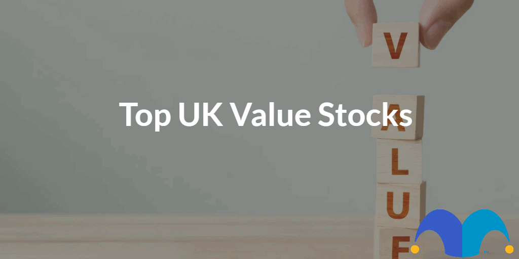 Value building blocks with the text “Top UK Value Stocks” and The Motley Fool jester cap logo