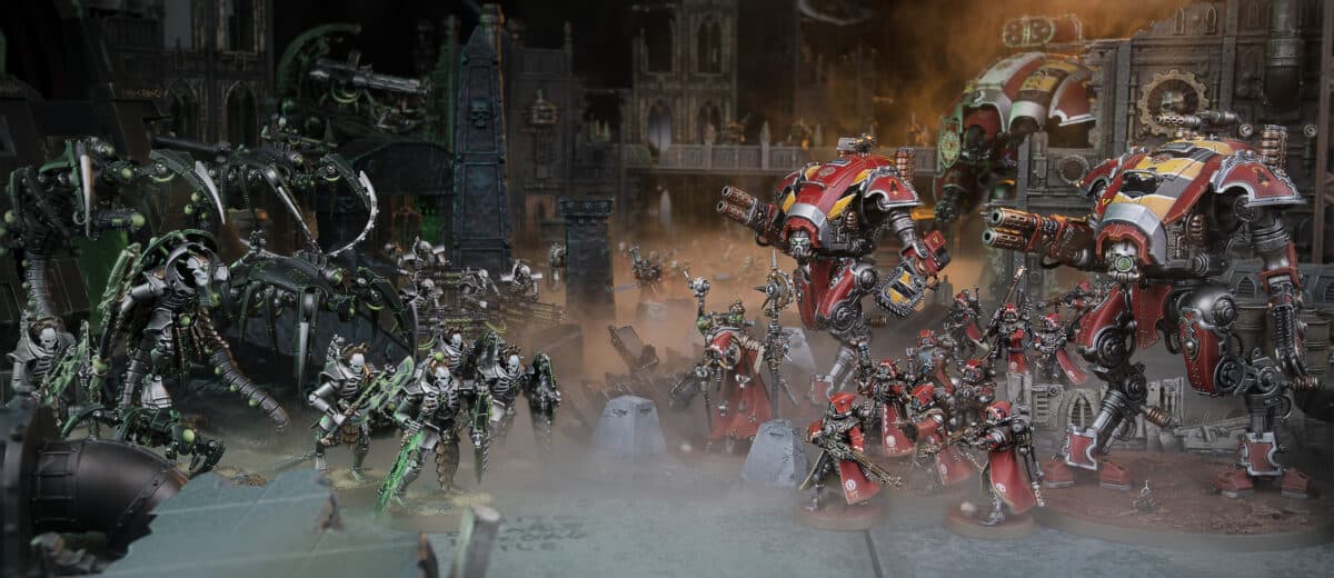 Two Warhammer 40,000 armies in action.