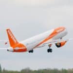 Picture of an easyJet plane taking off.