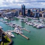 The Ocean Village Marina neighborhood of Southampton on the Channel coast in southern England, UK.