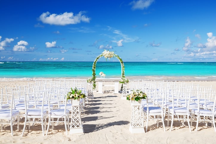 Wedding arch on a tropical beach
